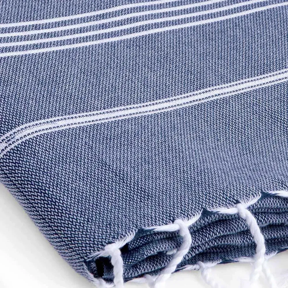 Illustration numéro 3 du produit Fouta coton bleu jean 100x200