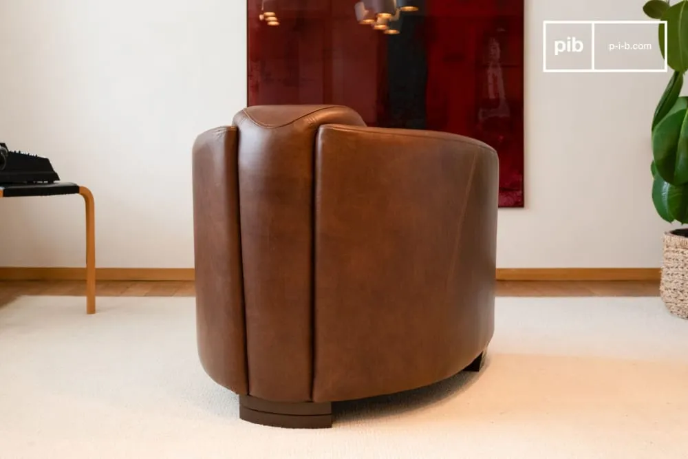 Illustration numéro 3 du produit Fauteuil club en cuir marron