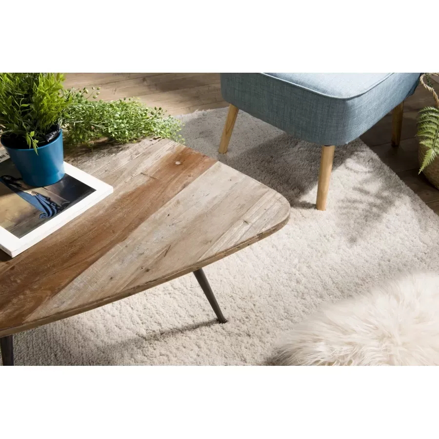 Illustration numéro 3 du produit Table basse ovoide en teck recyclé et métal L75