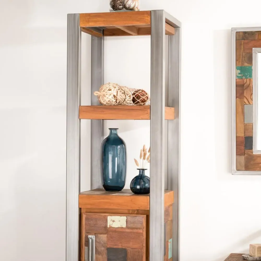 Illustration numéro 3 du produit Colonne de salle de bain en teck recyclé et métal H190cm