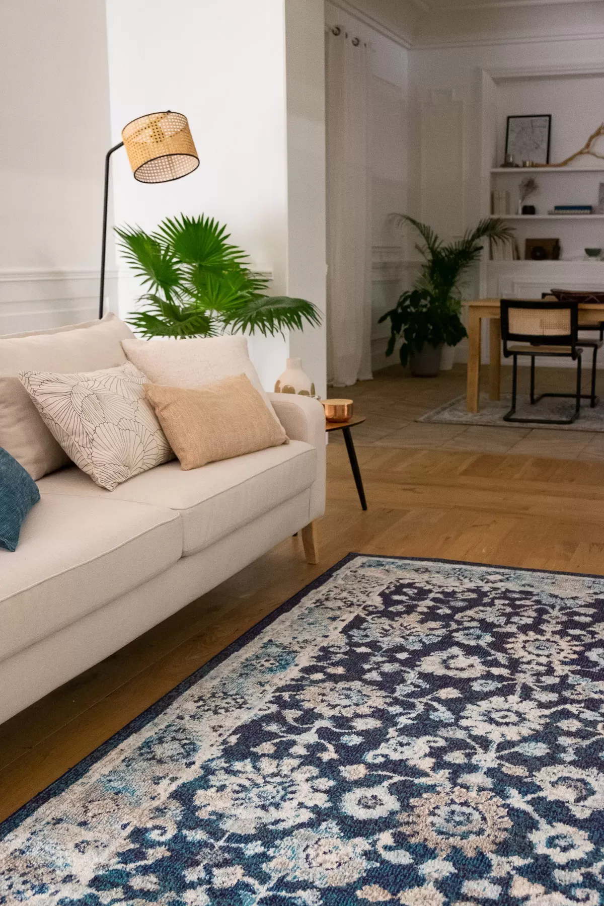 Illustration numéro 3 du produit Tapis salon vintage - poils court et doux bleu 120X170