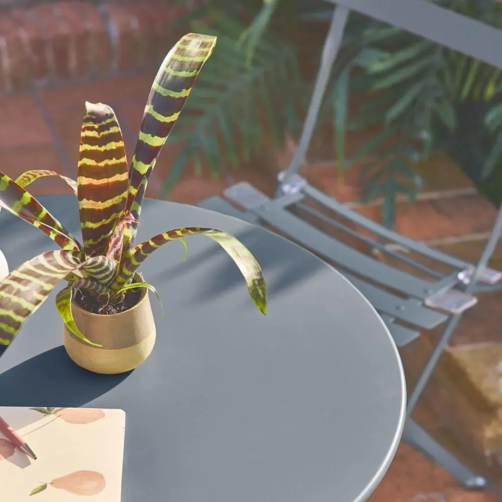 Illustration numéro 3 du produit Ensemble bistrot rond pliable bleu grisé D60cm