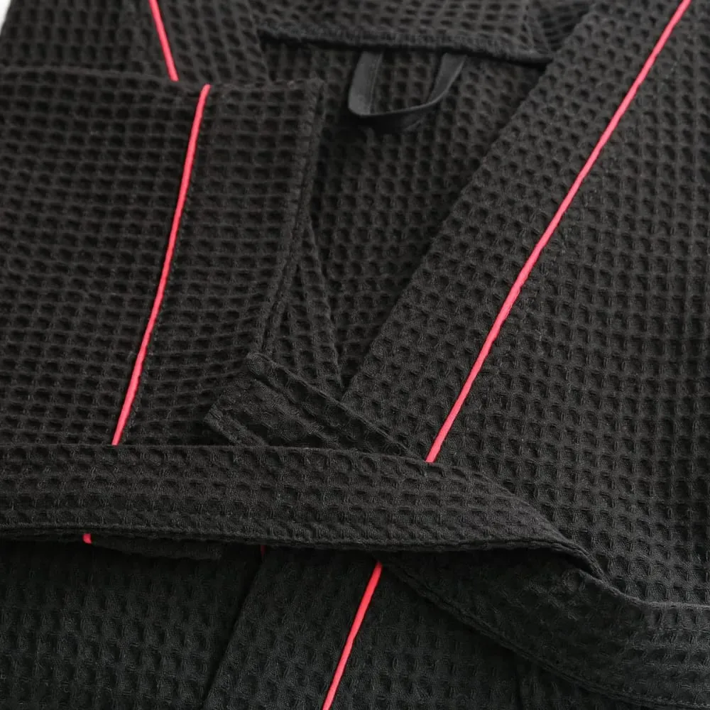 Illustration numéro 3 du produit Peignoir nid d'abeille en coton noir xl