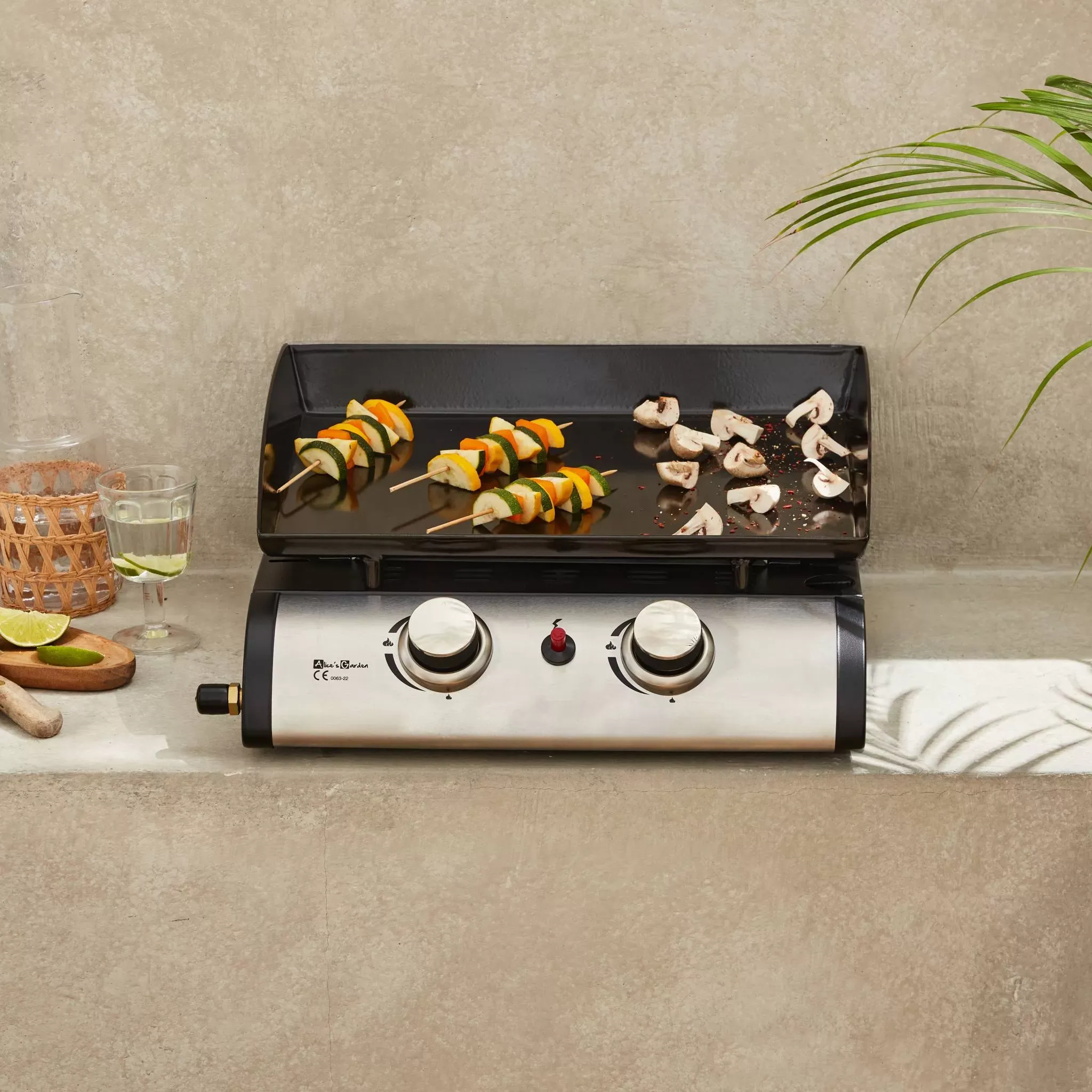 Illustration numéro 3 du produit Plancha au gaz porthos 2 brûleurs 5 kw barbecue cuisine extérieure