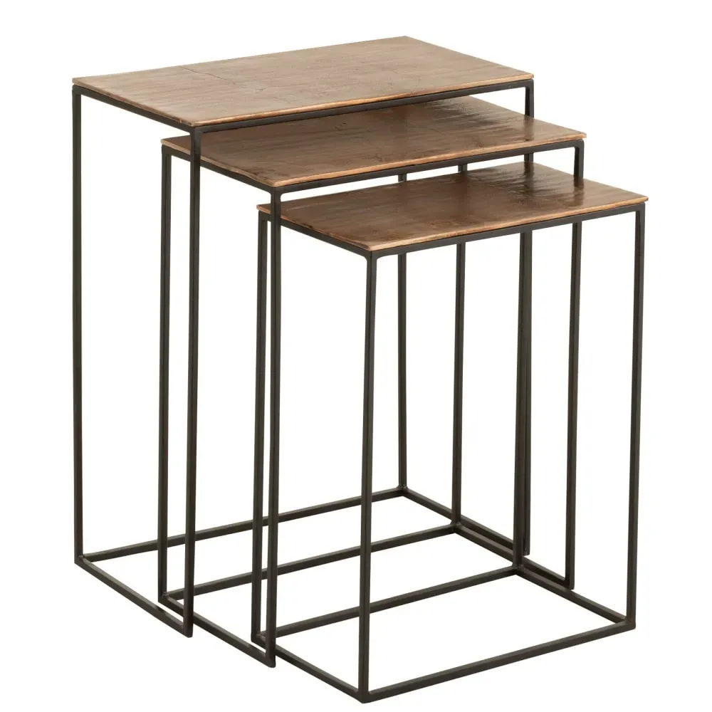 Illustration numéro 3 du produit Lot de 3 table gigognes rectangulaires en aluminium aluminium/métal