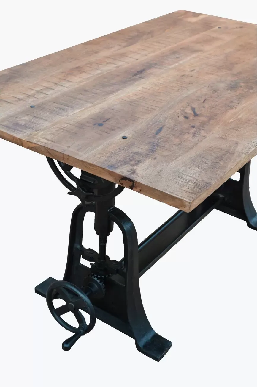 Illustration numéro 3 du produit Table en bois massif de style industriel réglable