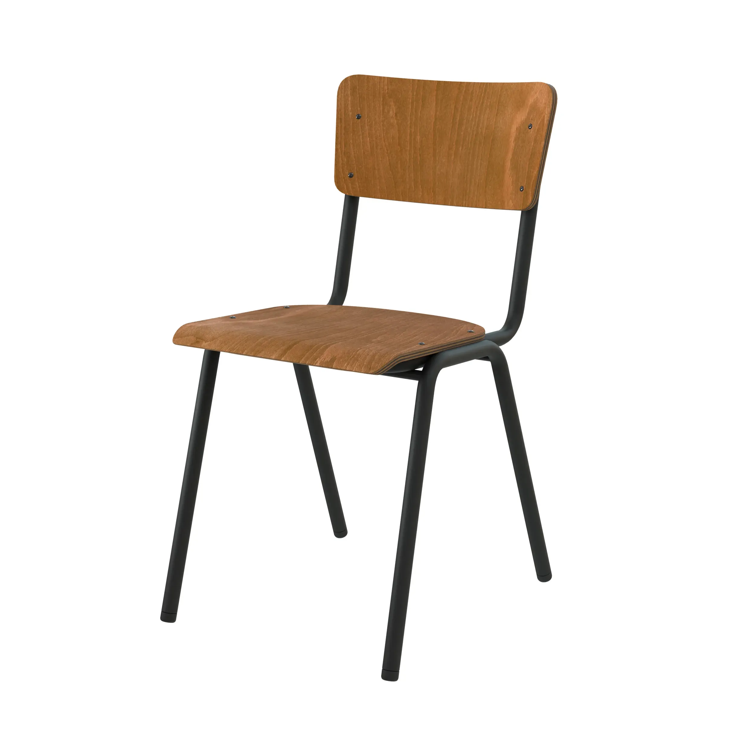 Illustration numéro 3 du produit Lot de 2 chaises écolier empilables en bois foncé