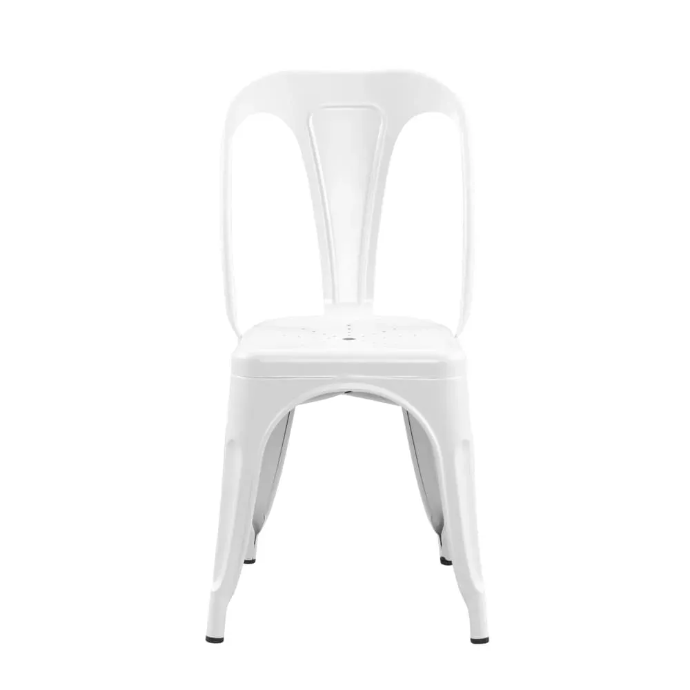 Illustration numéro 3 du produit Lot de 2 chaises en métal blanc mat