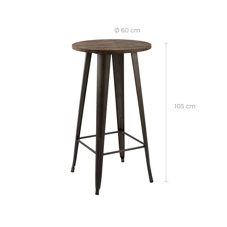 Illustration numéro 3 du produit Table de bar ronde 2 personnes en bois foncé D60 cm