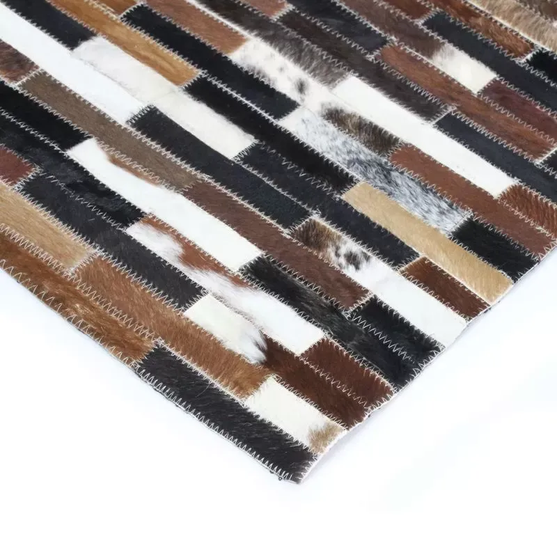 Illustration numéro 3 du produit Tapis en cuir recyclé lignes marron 140x200