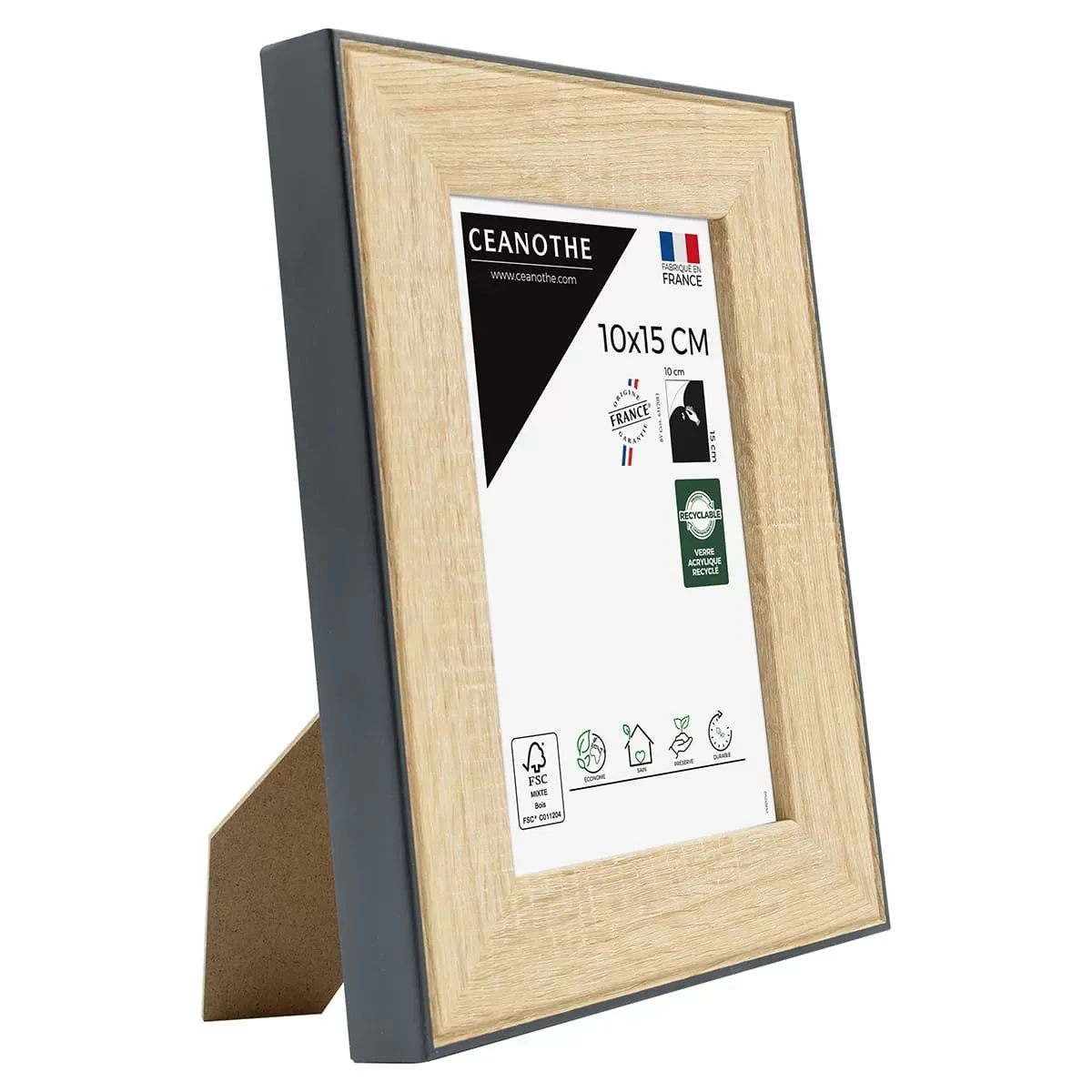 Illustration numéro 3 du produit Cadre photo bois noir 10x15 cm résine recyclée