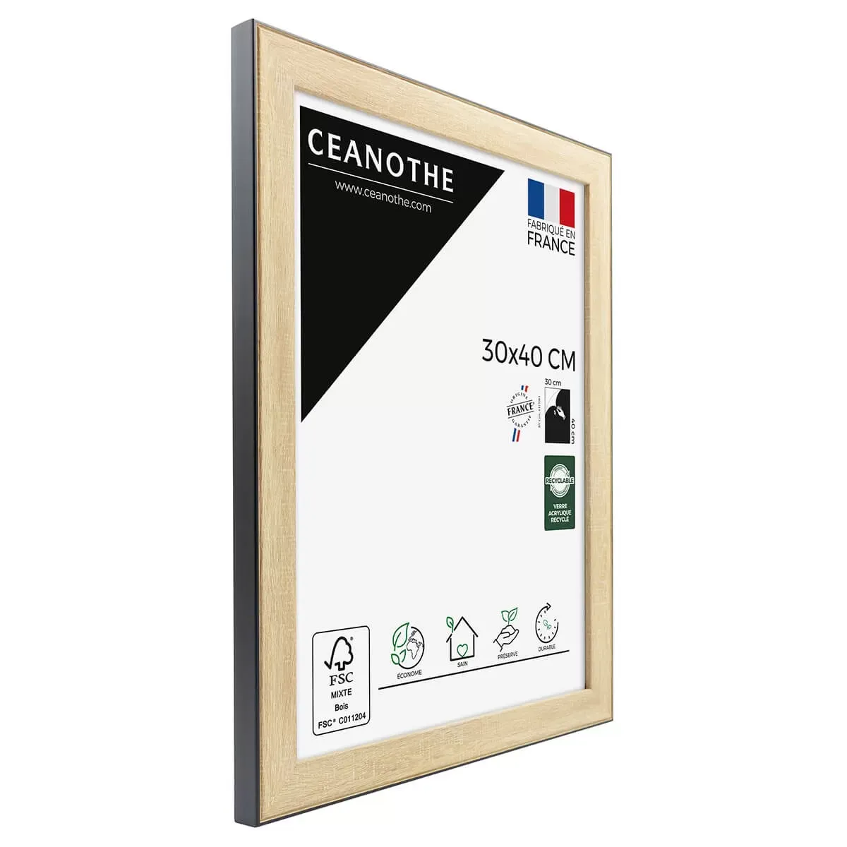 Illustration numéro 3 du produit Cadre photo Newton bois noir 30x40 cm résine recyclée