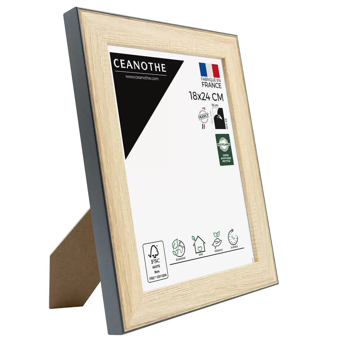 Illustration numéro 3 du produit Cadre photo bois noir 18x24 cm résine recyclée