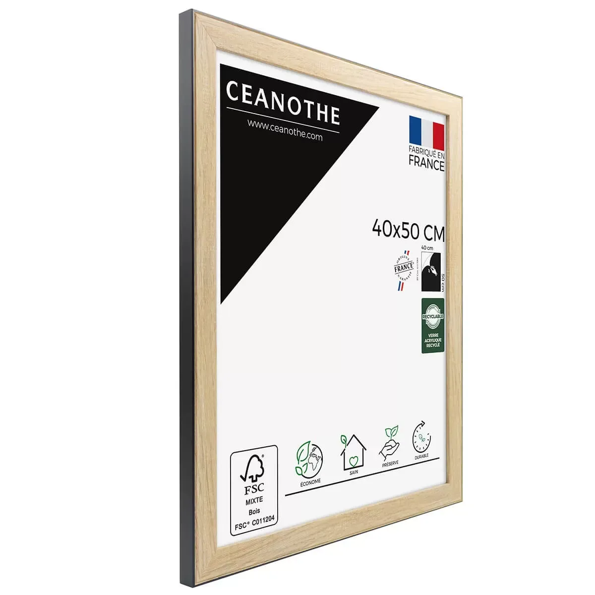 Illustration numéro 3 du produit Cadre photo Newton bois noir 40x50 cm résine recyclée