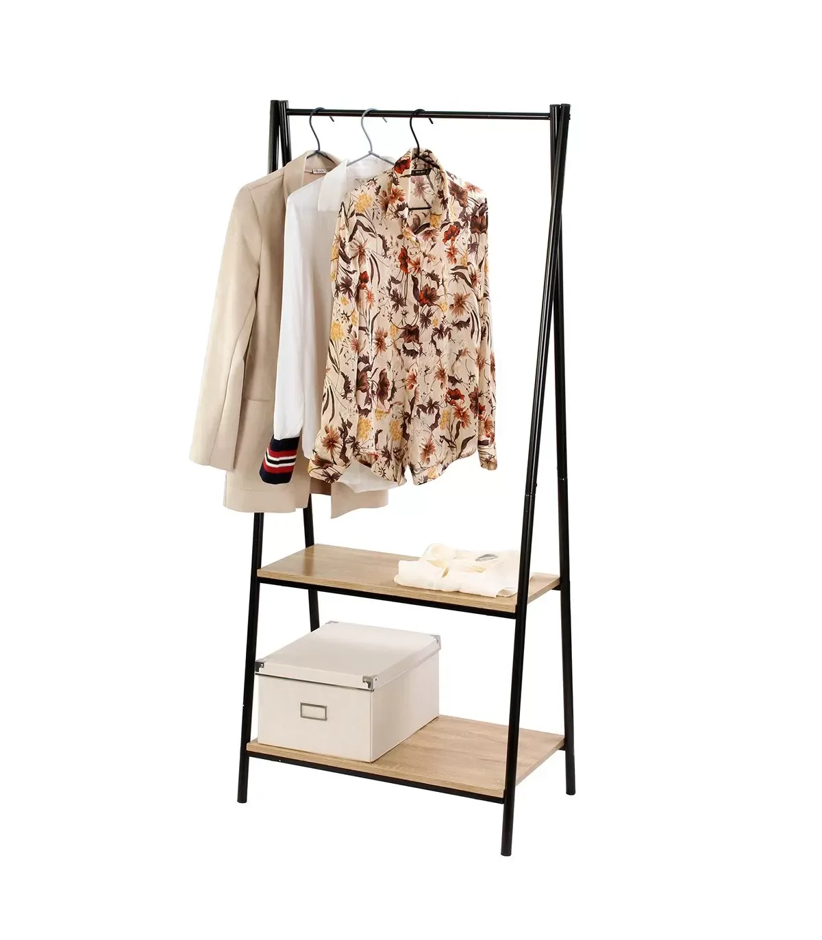 Illustration numéro 3 du produit Portant 2 Étagères Style Industriel - Noir