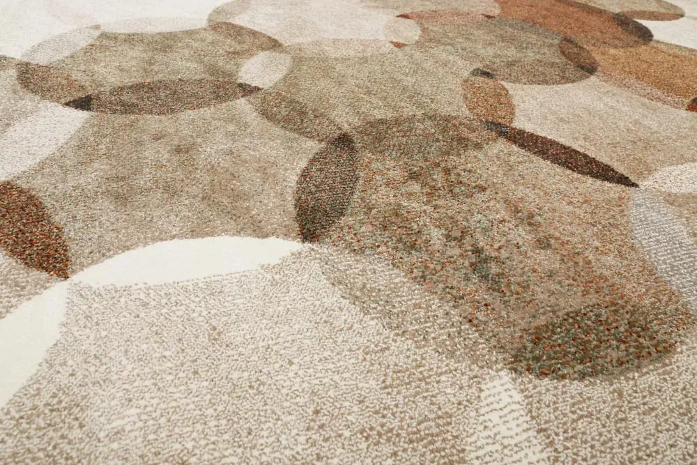 Illustration numéro 3 du produit Tapis contemporain motifs cercles bruns 133x200