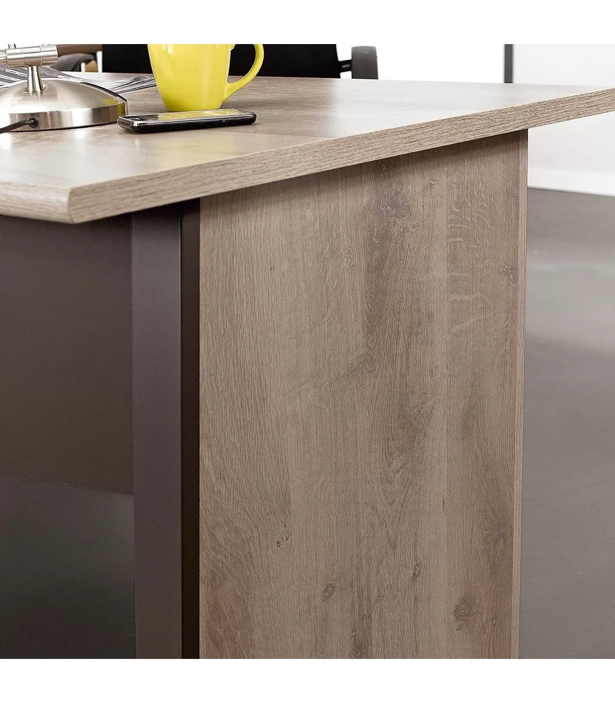 Illustration numéro 3 du produit Bureau style industriel avec voile de fond - Beige et