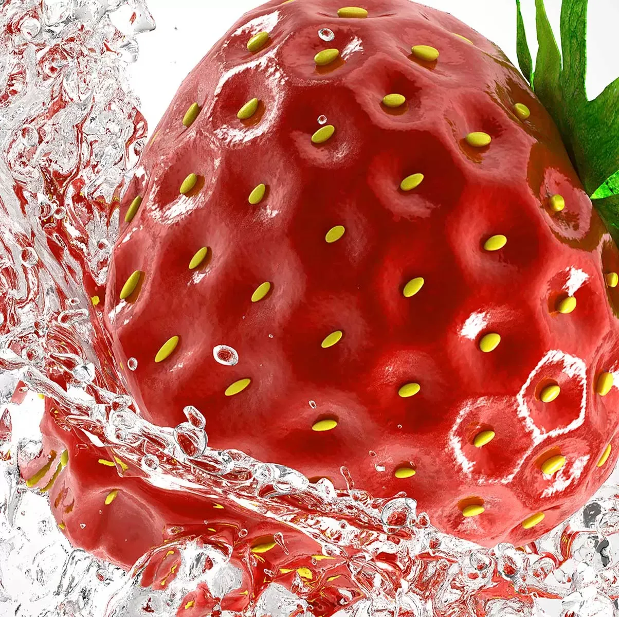 Illustration numéro 3 du produit Tableau fraise et goutte d'eau impression sur aluminium 40x60 cm