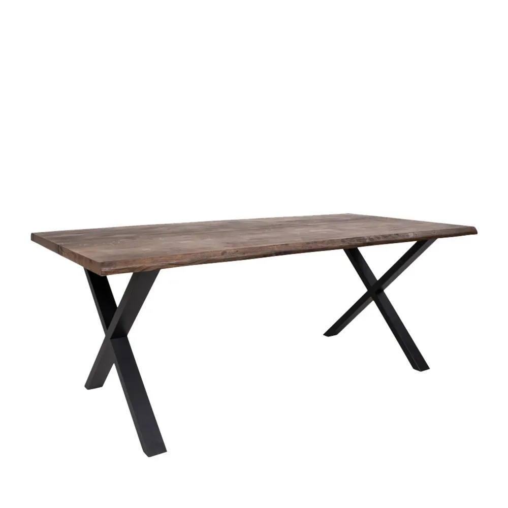 Illustration numéro 3 du produit Table à manger 8 personnes en bois et métal - Bois foncé