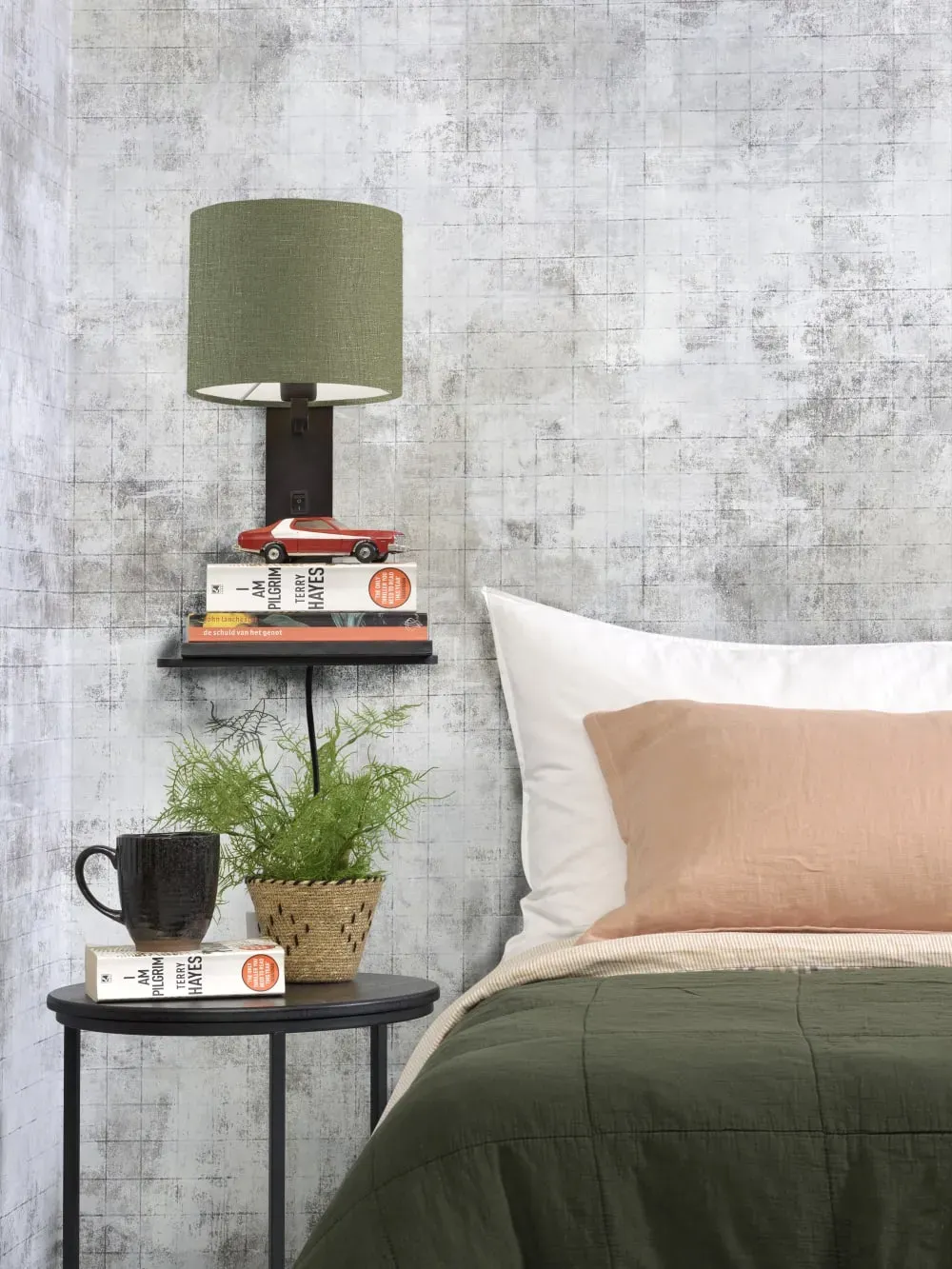 Illustration numéro 3 du produit Applique bambou noir/lin avec tablette H36cm