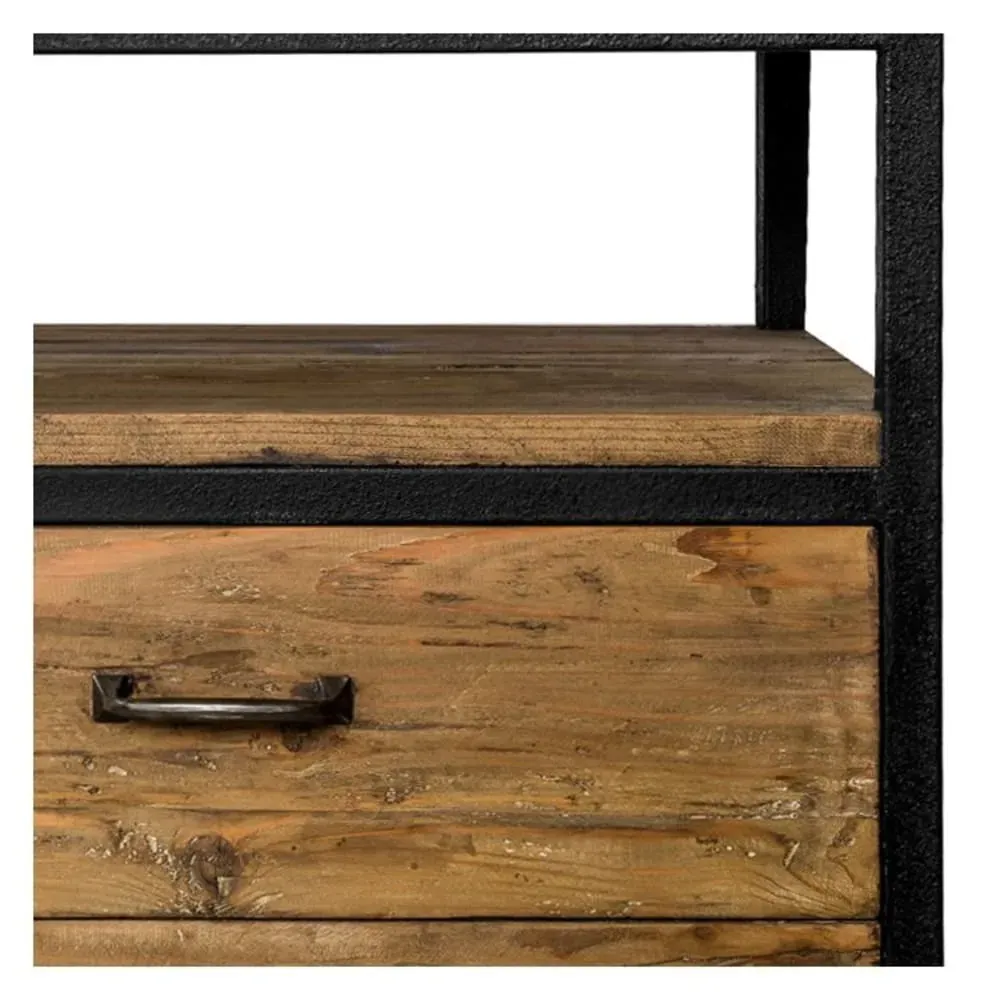 Illustration numéro 3 du produit Bibliothèque en bois recyclé 3 tiroirs et 4 étagères