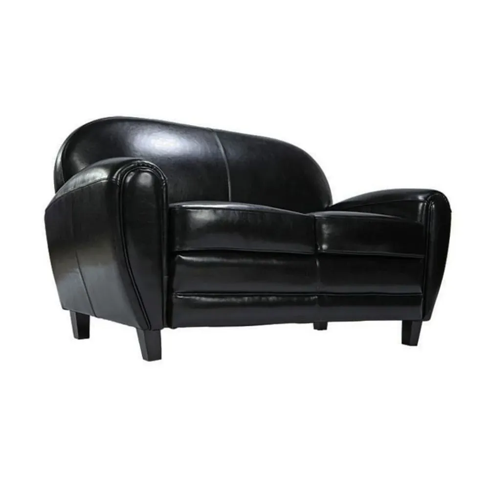 Illustration numéro 3 du produit Canapé 2 places noir en croute de cuir enduite