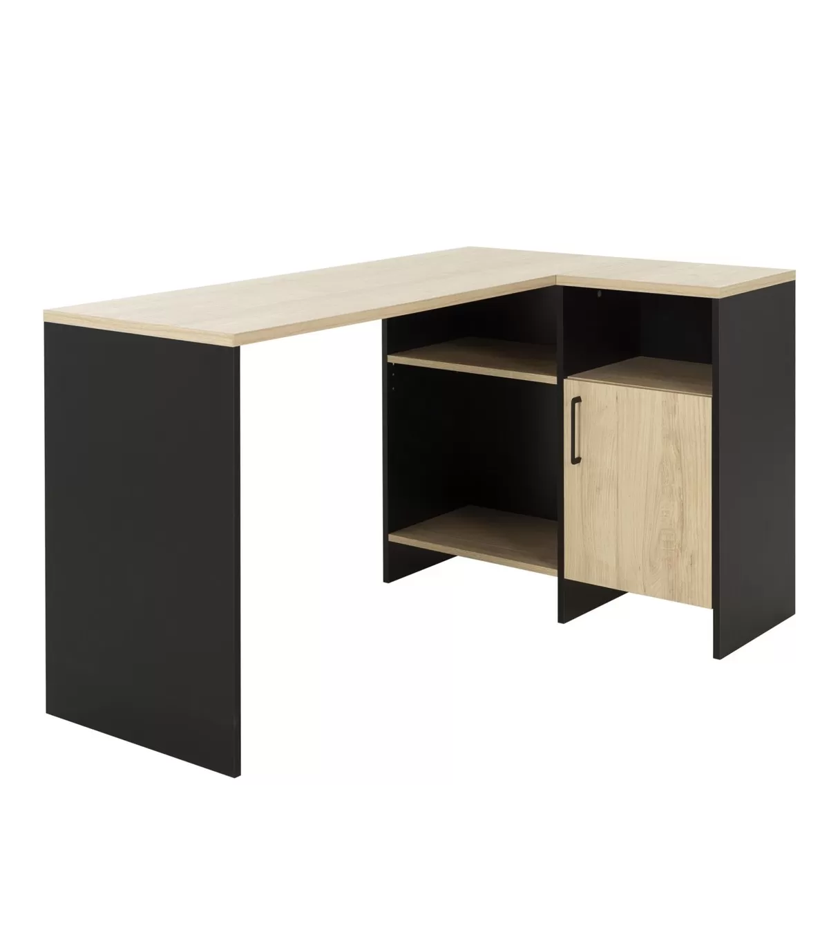 Illustration numéro 3 du produit Bureau d'angle industriel avec 3 niches et 1 porte - Noir