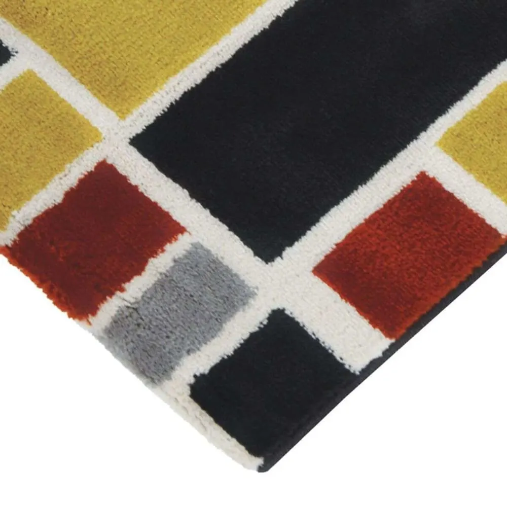 Illustration numéro 3 du produit Tapis lumineux effet laineux motifs labyrinthe multicolore 120x170