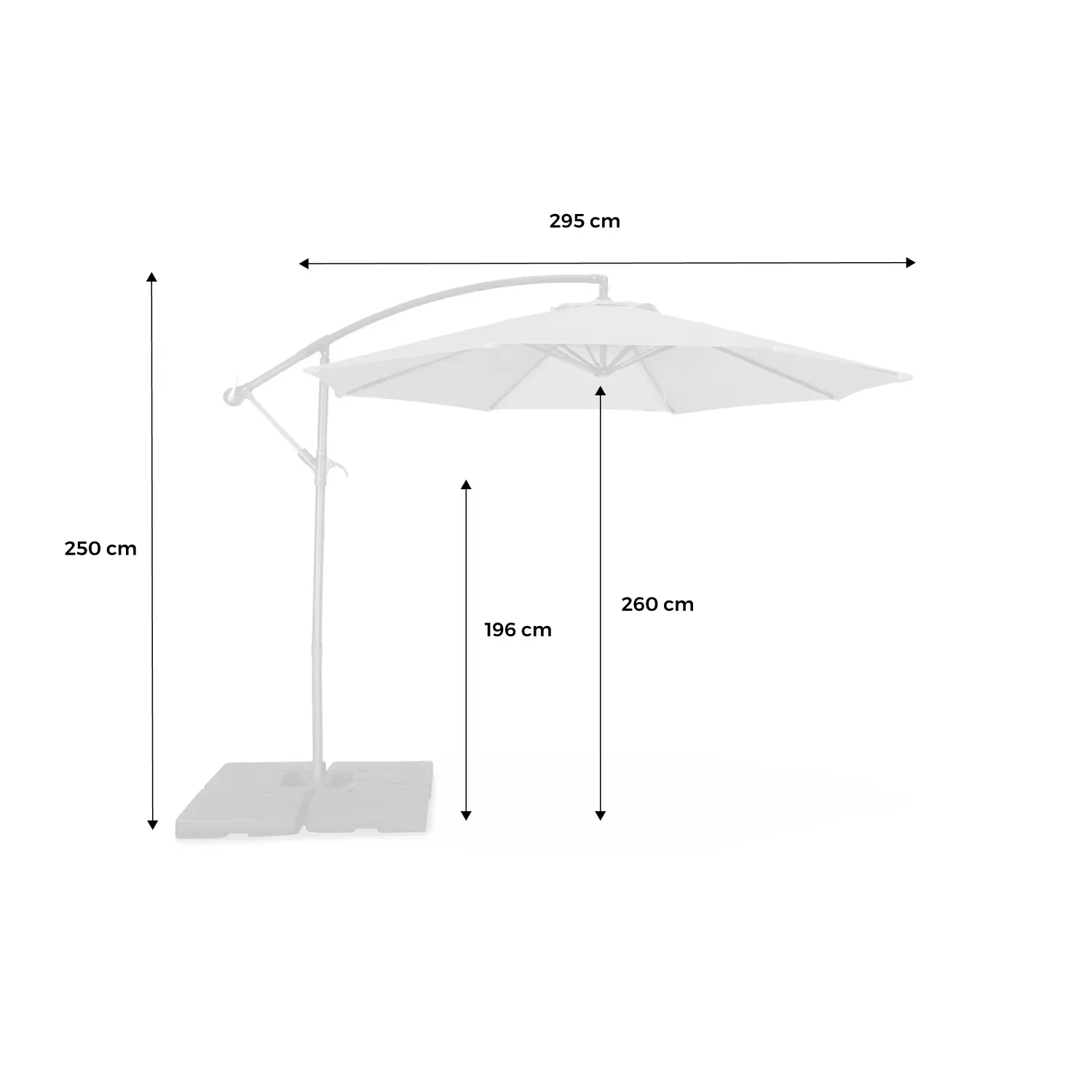 Illustration numéro 3 du produit Parasol déporté rond 300cm excentré gris