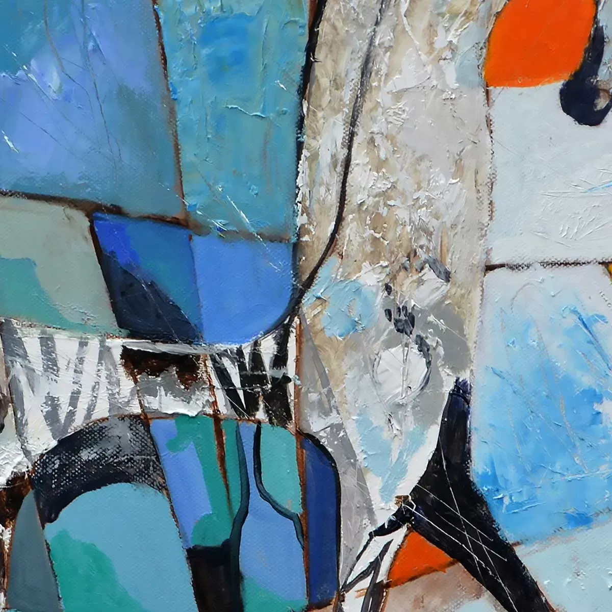 Illustration numéro 3 du produit Tableau abstrait cheval grec ancien imprimé sur toile 80x80 cm