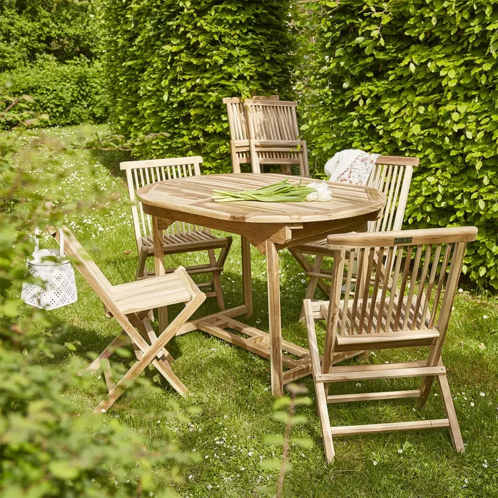 Illustration numéro 3 du produit Salon de jardin en teck massif extensible 6 pers.