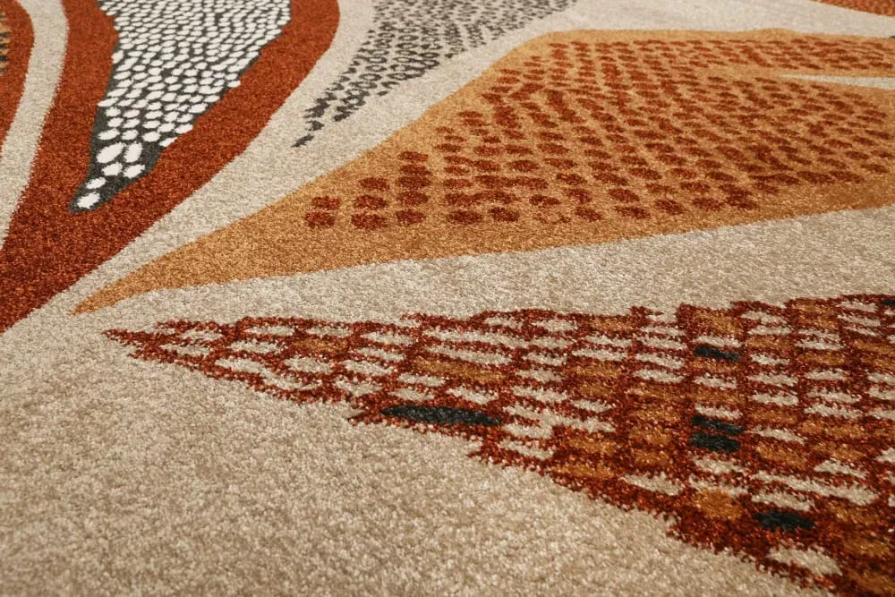 Illustration numéro 3 du produit Tapis design motif végétal fond beige sable 133x200