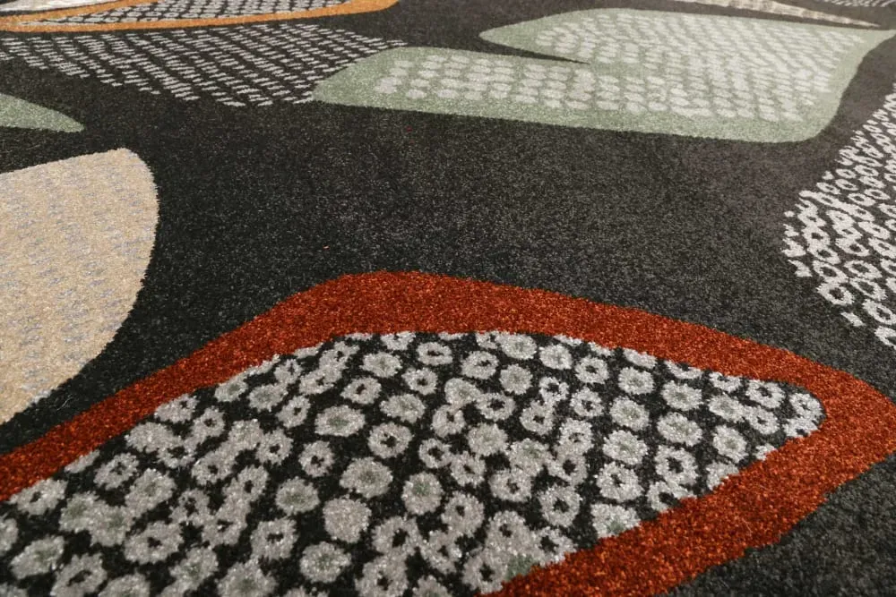 Illustration numéro 3 du produit Tapis design motif végétal fond anthracite 133x200