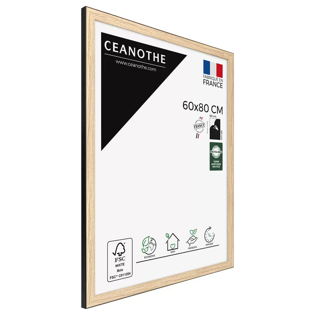 Illustration numéro 3 du produit Cadre photo Newton bois noir 60x80 cm résine recyclée