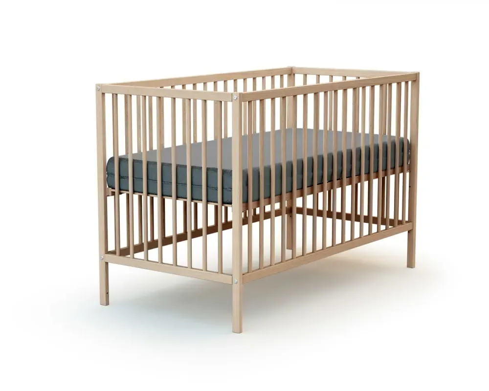 Illustration numéro 3 du produit Lit bébé en bois Hêtre Brut 60 x 120 cm