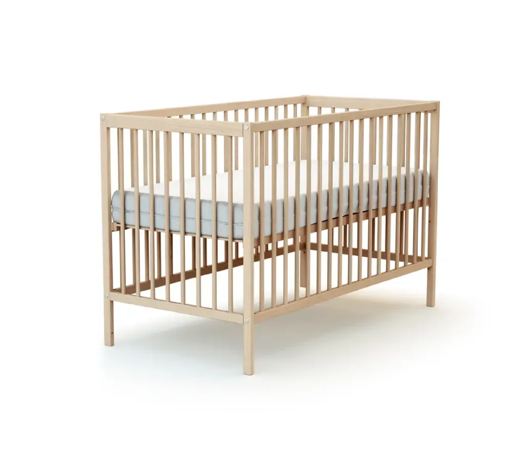 Illustration numéro 3 du produit Lit bébé en bois Hêtre Brut 60 x 120 cm