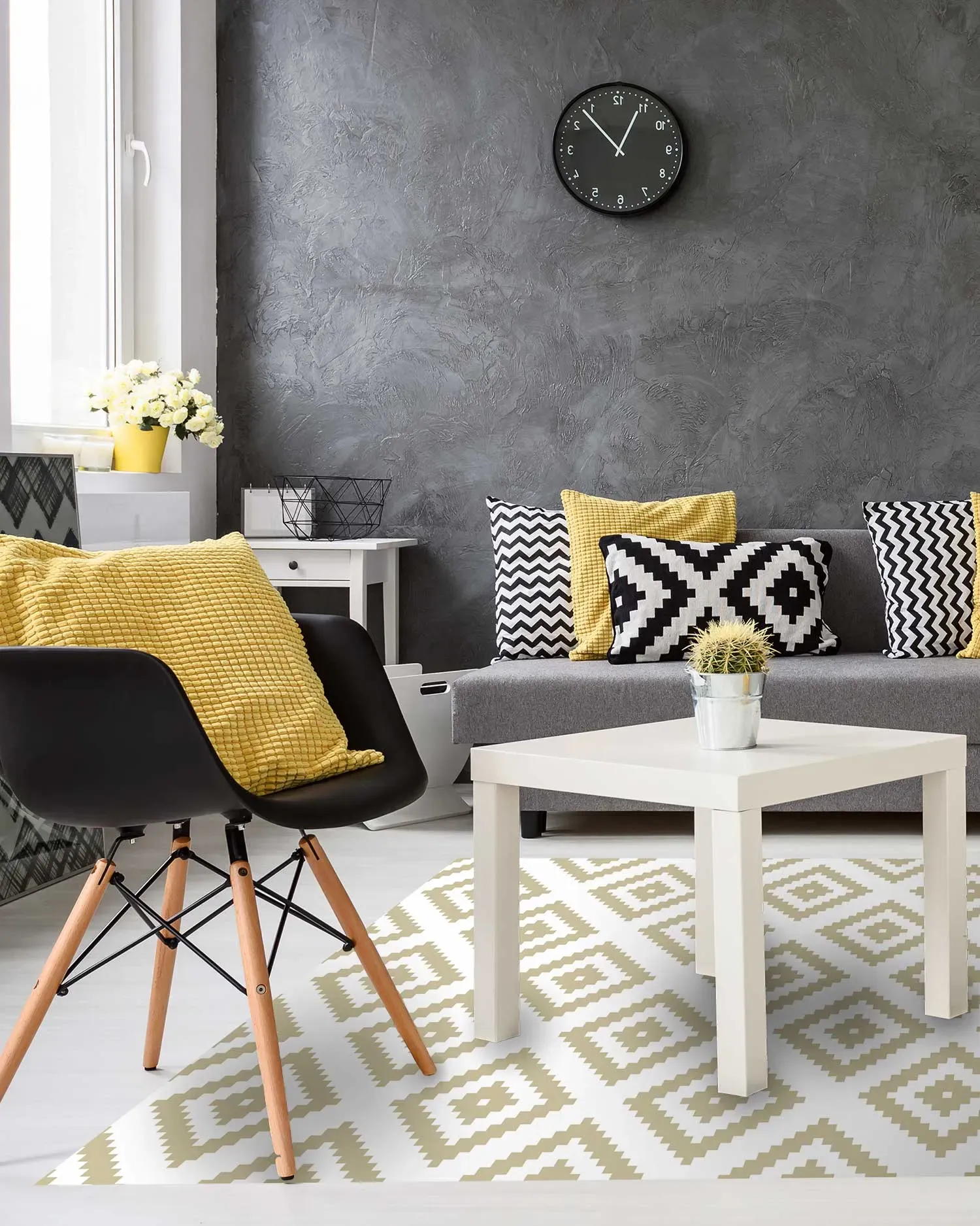 Illustration numéro 3 du produit Tapis vinyle carrés vert pastel 100x140cm