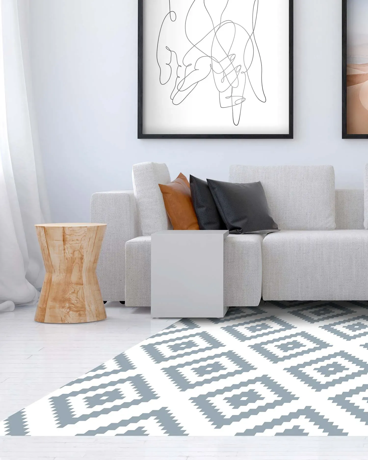 Illustration numéro 3 du produit Tapis vinyle carrés bleus 140x200cm