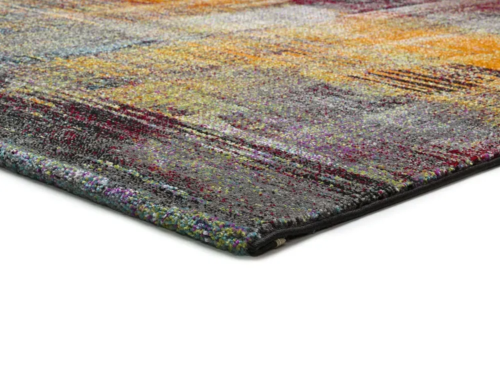 Illustration numéro 3 du produit Tapis descente de lit gris/rouge/orange 60x120 cm