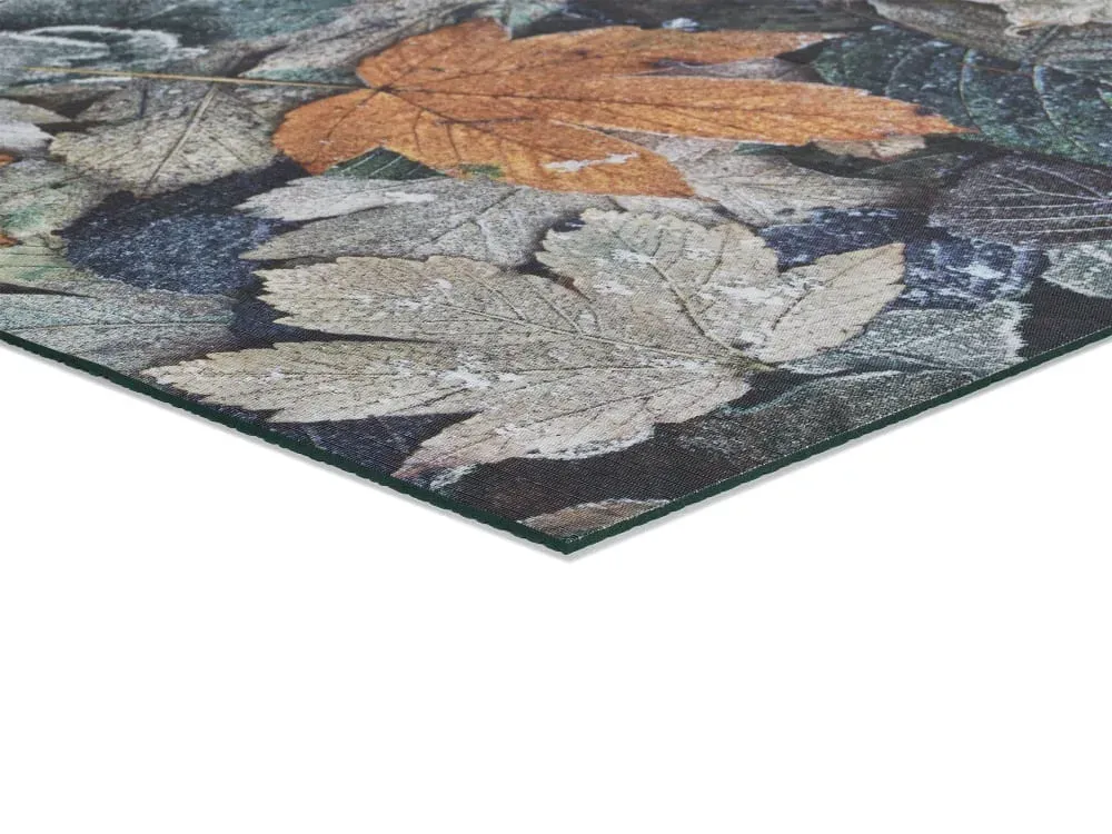 Illustration numéro 3 du produit Tapis de cuisine lavable feuilles bleu/vert/gris 52x200 cm
