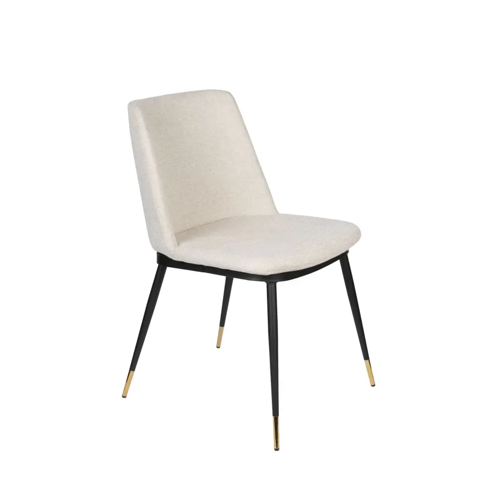 Illustration numéro 3 du produit Lot de 2 chaises en tissu et métal - Beige