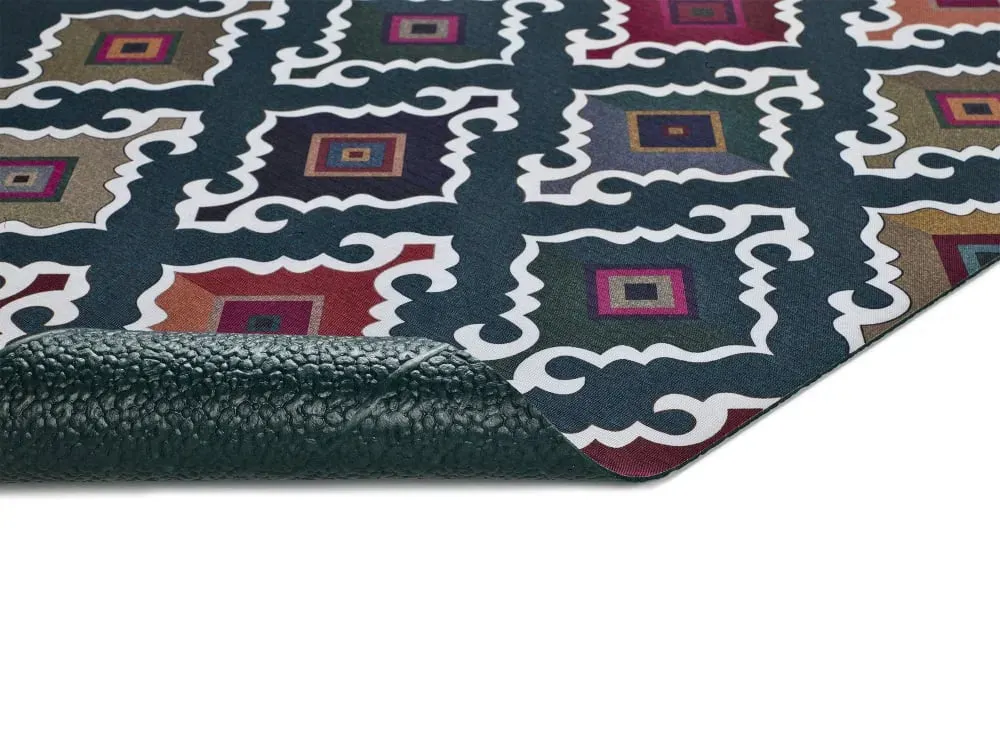 Illustration numéro 3 du produit Tapis de cuisine lavable ethnique vert/multicolore 52x100 cm