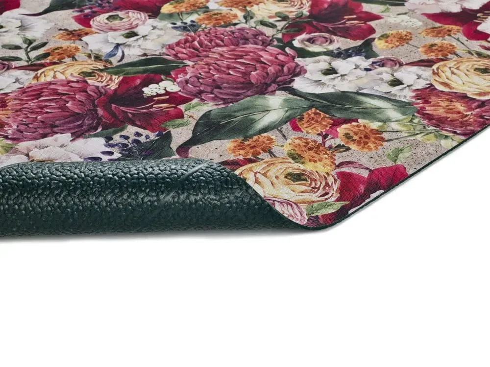 Illustration numéro 3 du produit Tapis de cuisine lavable fleurs rouge/rose 52x100 cm