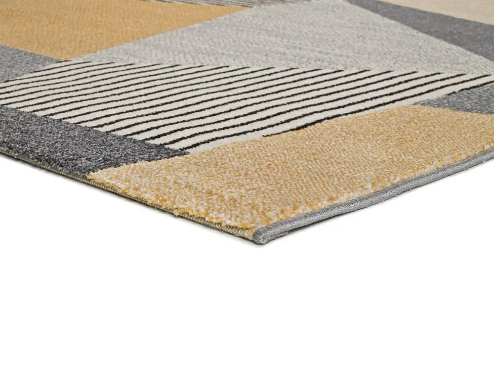 Illustration numéro 3 du produit Tapis descente de lit gris/moutarde 60x120 cm