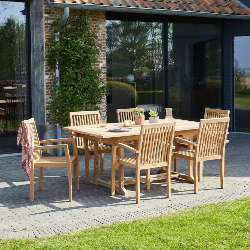 Illustration numéro 3 du produit Salon de jardin en teck massif extensible 8/10 pers.