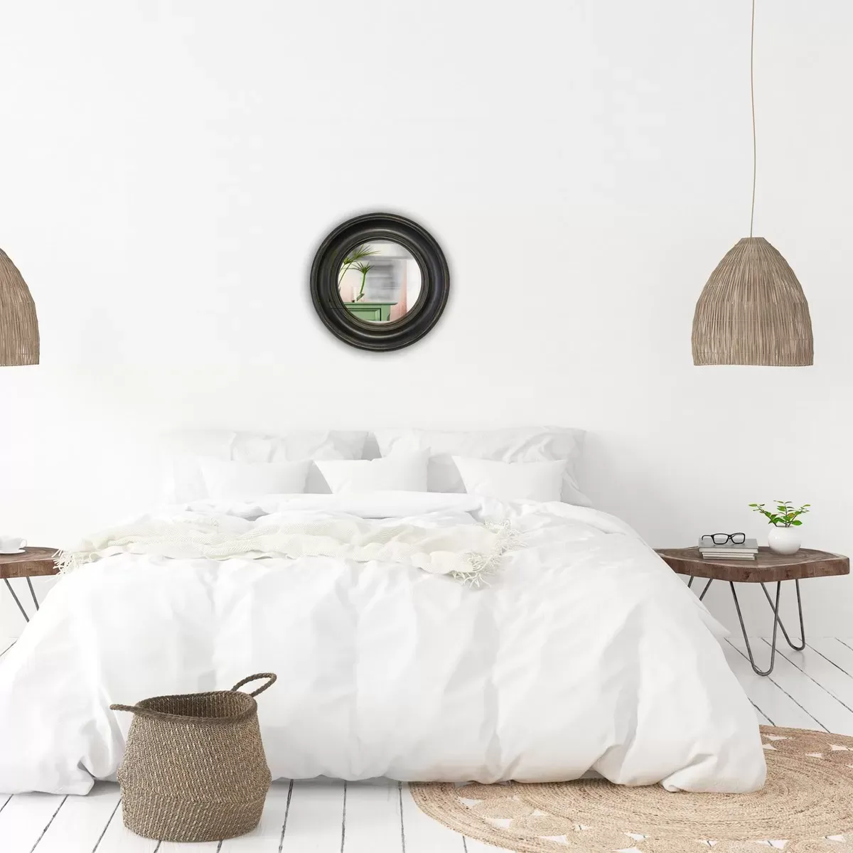 Illustration numéro 3 du produit Miroir rond convexe noir 26x26cm