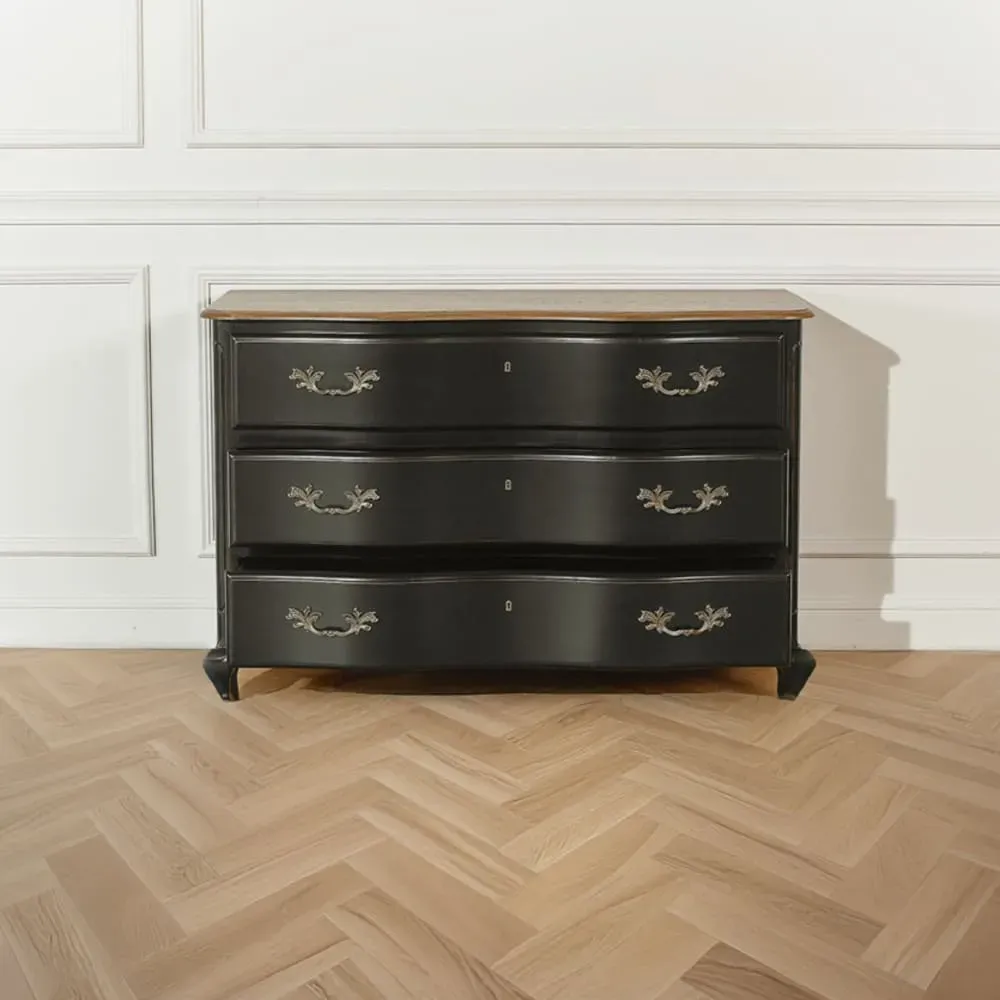 Illustration numéro 3 du produit Commode 3 tiroirs plateau en chêne noire