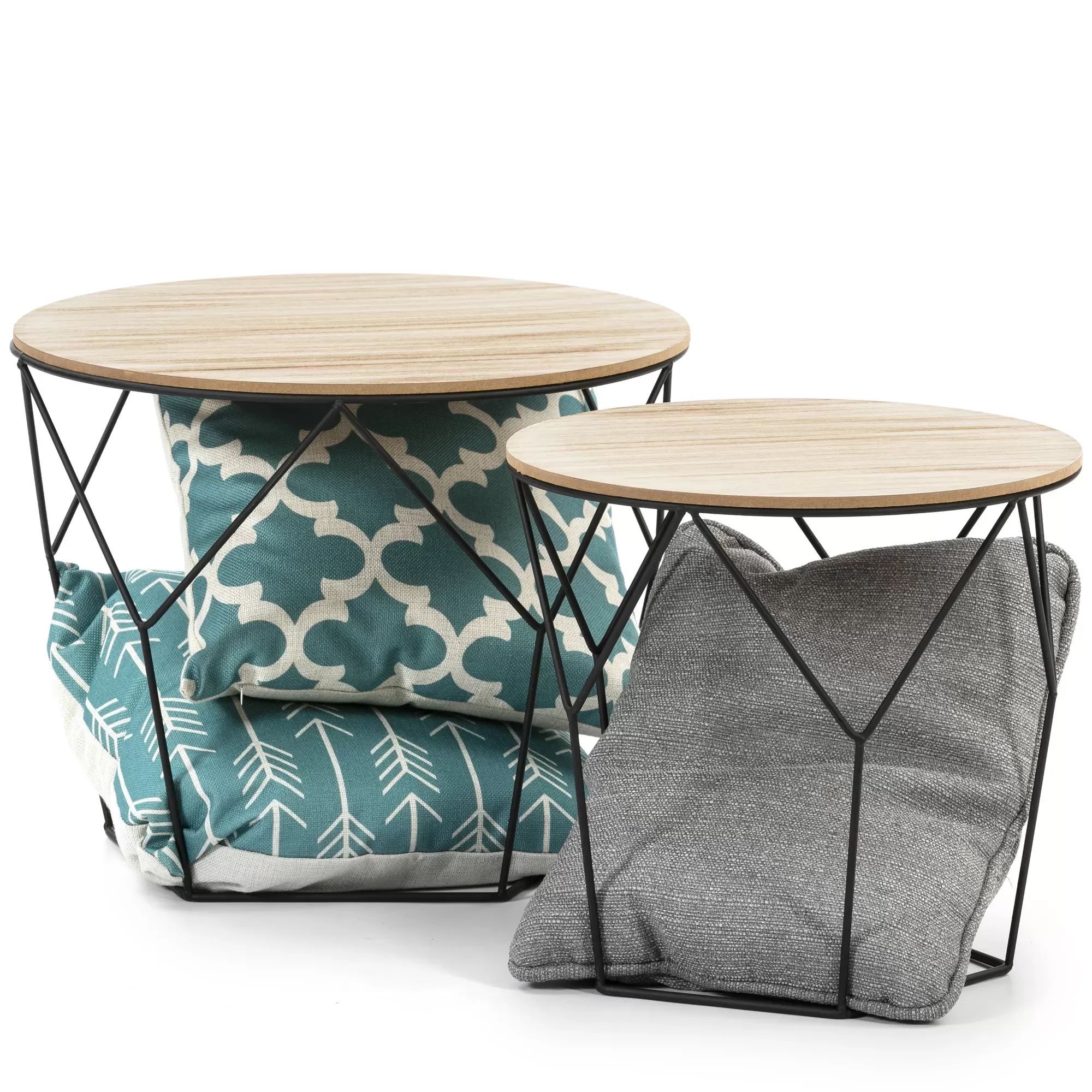 Illustration numéro 3 du produit Set de 2 Tables basses,plateau en placage de bois naturel