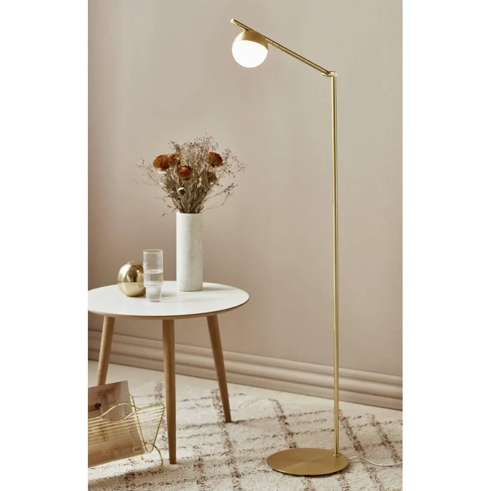 Illustration numéro 3 du produit Lampadaire élégant en laiton avec abat-jour en verre opale