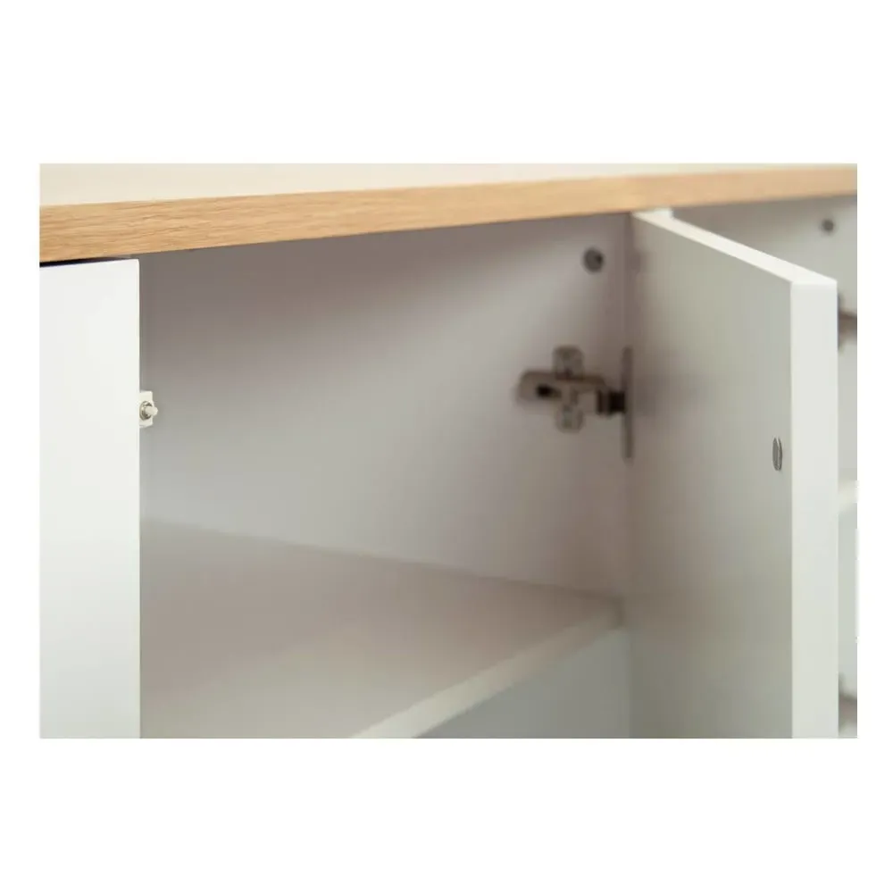 Illustration numéro 3 du produit Buffet chêne naturel et blanc laqué H76